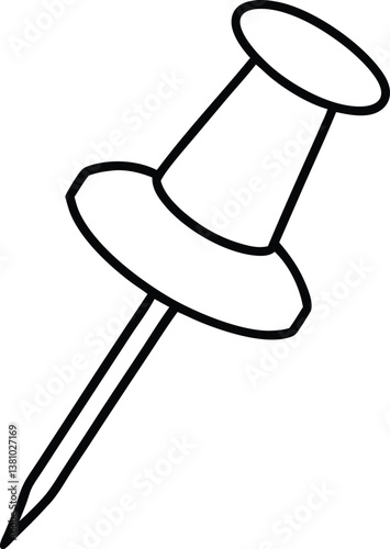 pushpin outline coloring book page,thumbtack line art vector