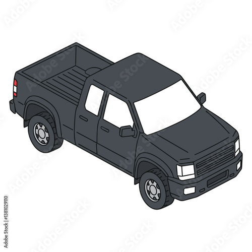 black pickup truck isometric