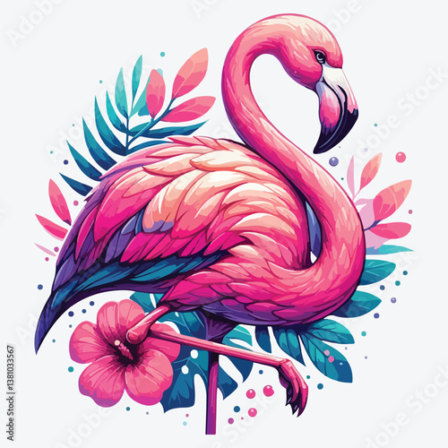 Pink flamingo. stock illustration