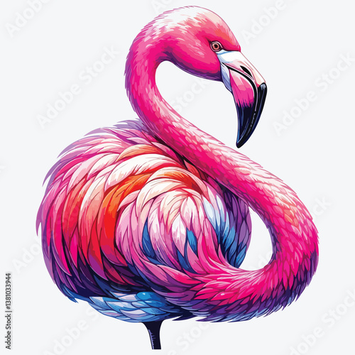 Pink flamingo. stock illustration