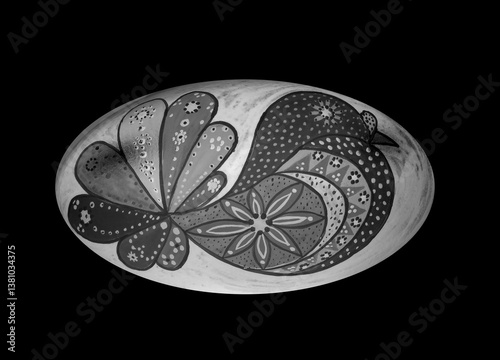 painted Easter egg on a black background