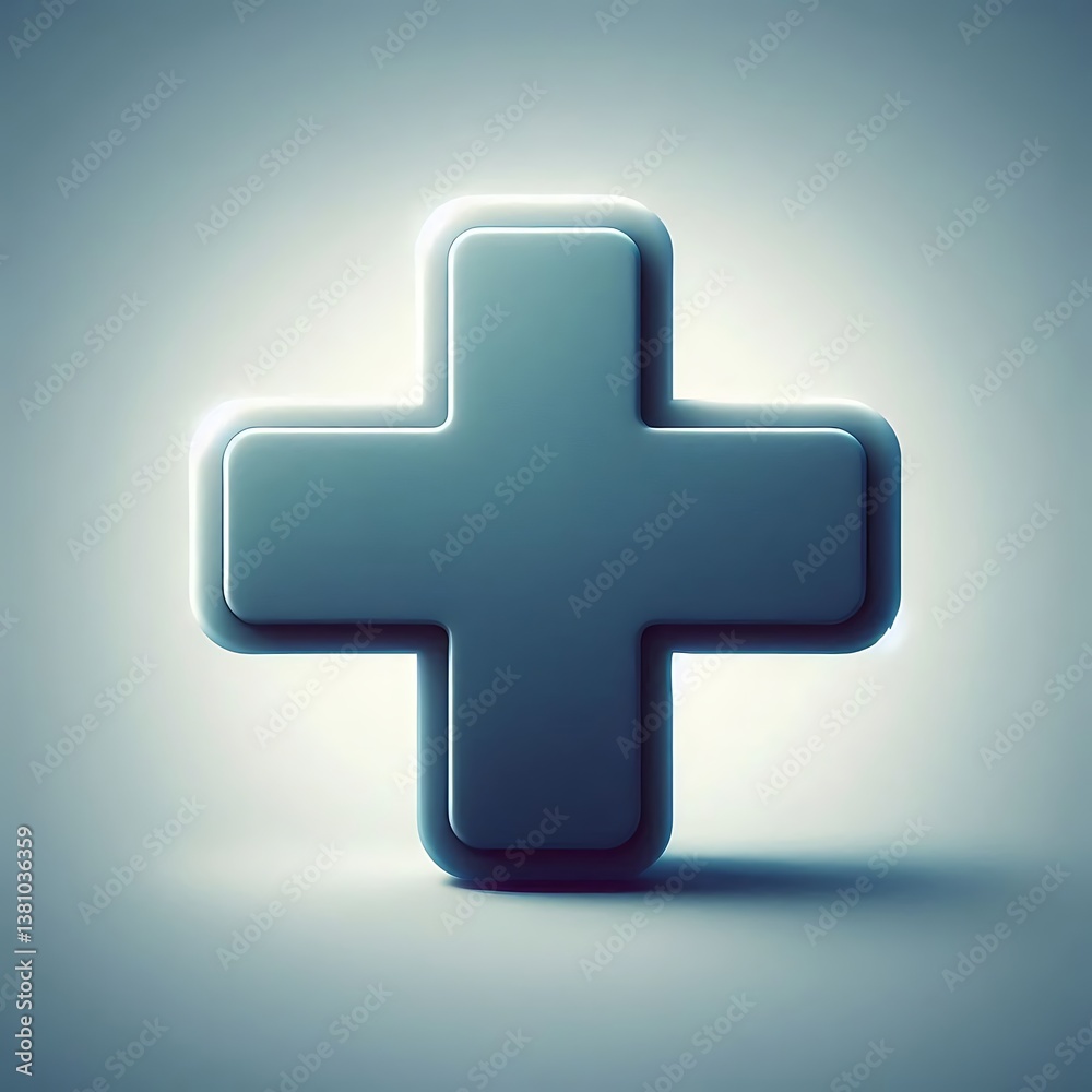 Soft Medical Cross Icon with Drop Shadow Soft Medical Cross Icon with Drop Shadow