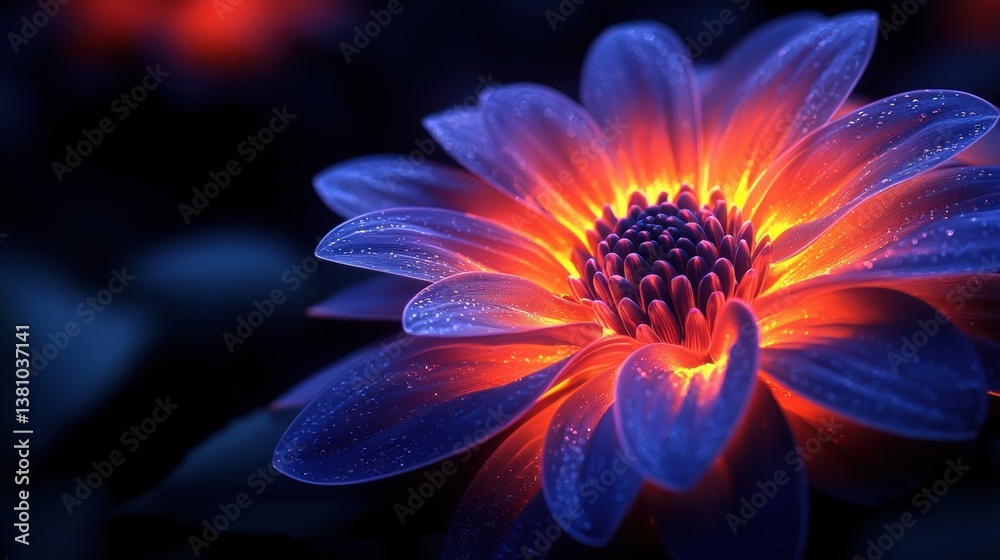 Glowing Blue Dahlia: A Night Bloom Glowing Blue Dahlia: A Night Bloom
