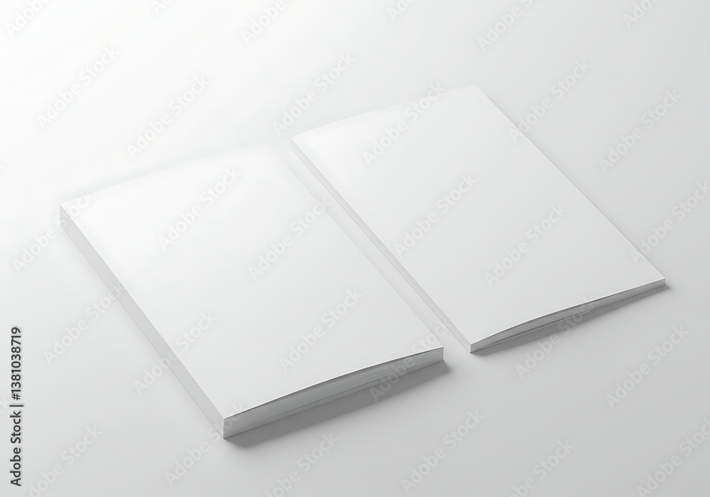 White paper stack mockup for brochure design and flyer presentation template on clean background image White paper stack mockup for brochure design and flyer presentation template on clean background image