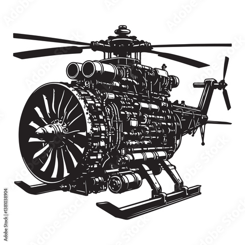 military helicopter isolated on white