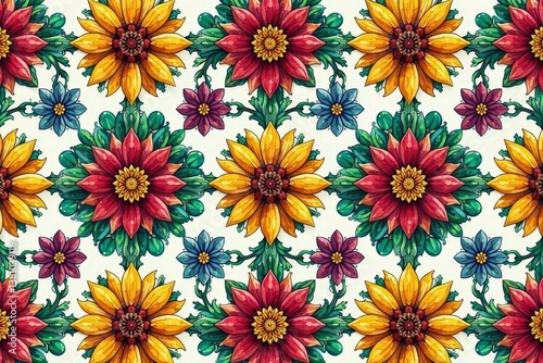Obraz na płótnie Intricate floral design, repeating seamlessly , floral pattern, seamless pattern w salonie