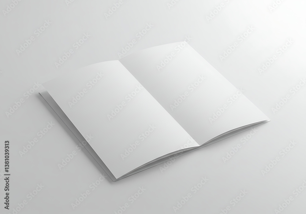 Open blank brochure mockup template for design presentation and advertising in clean white background Open blank brochure mockup template for design presentation and advertising in clean white background