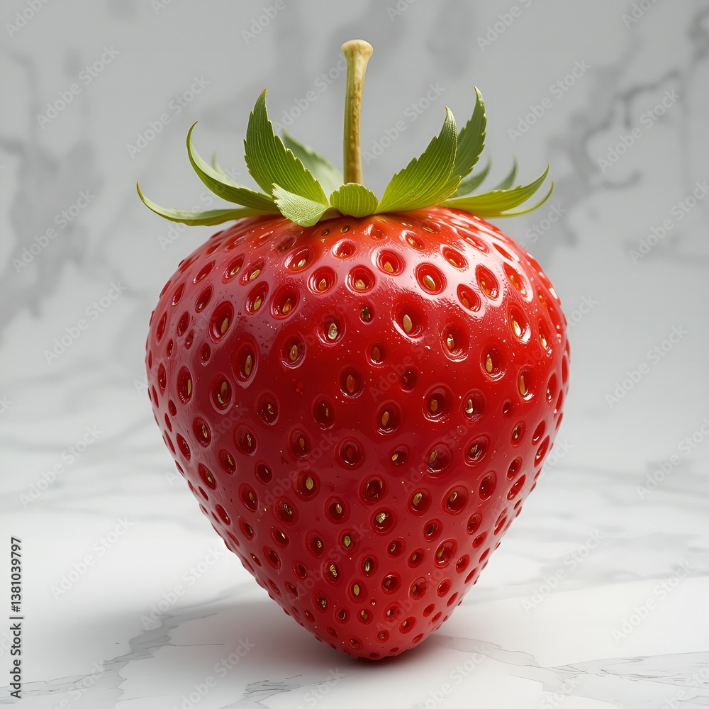 Single Ripe Strawberry on Marble Background
* Close-up of a Fresh Red Strawberry
* Isolated Strawberry with Stem and Leaves
* Perfect Strawberry on a Light Surface
Focusing on the Visual Appeal:
*