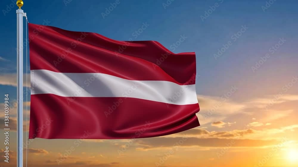 Latvia's Flag at Sunset: A Symbol of Patriotism and National Pride Latvia's Flag at Sunset: A Symbol of Patriotism and National Pride