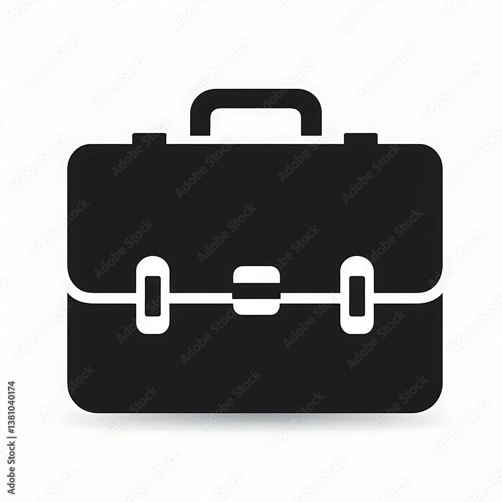 Flat Black Briefcase Icon with Rounded Corners Flat Black Briefcase Icon with Rounded Corners