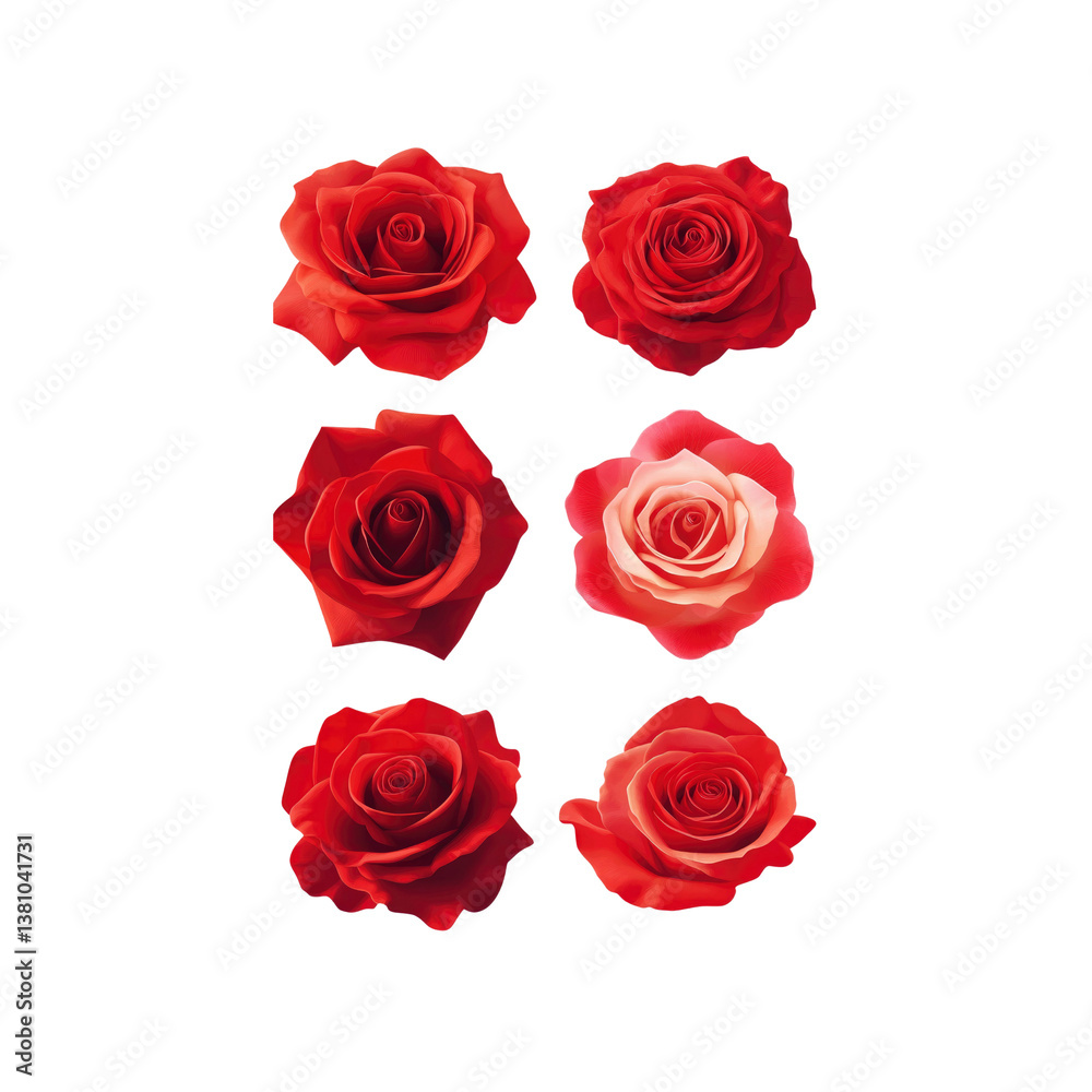 Six Red Roses A Collection of Realistic Rose Blossoms Six Red Roses A Collection of Realistic Rose Blossoms