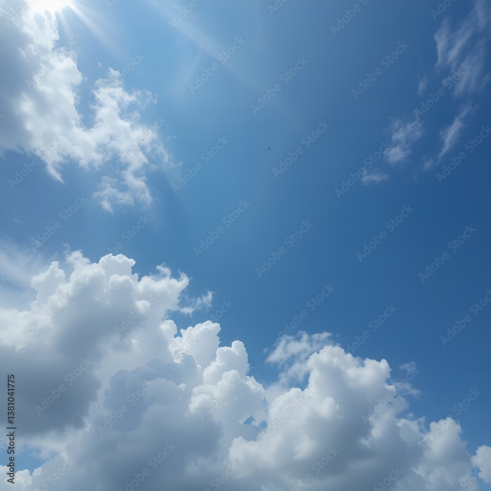 Blue sky and cloudy sky, white cloudy sky summer view beautiful sky and Sun lights