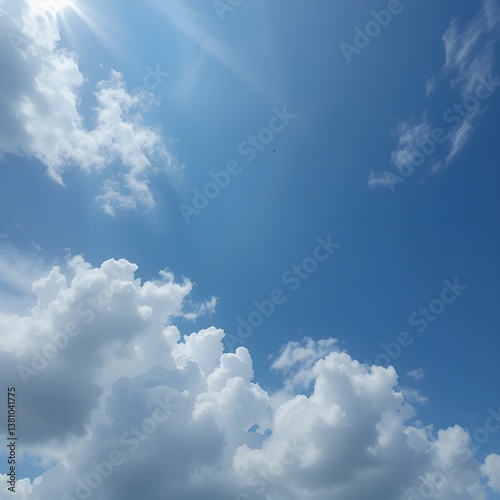 Obraz na płótnie Blue sky and cloudy sky, white cloudy sky summer view beautiful sky and Sun lights w salonie