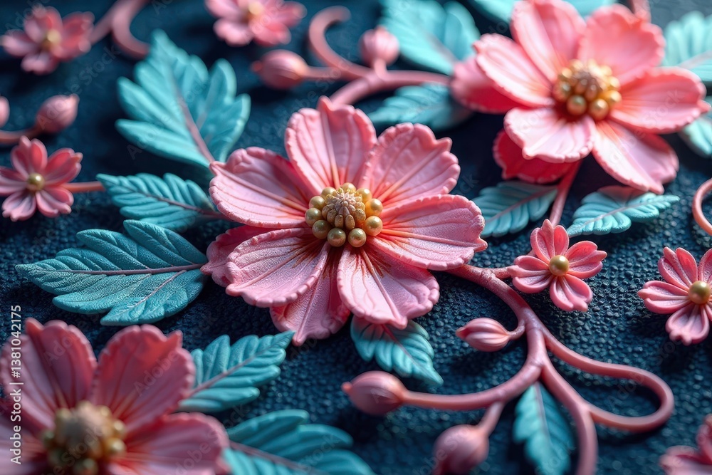 Intricate floral lace fabric texture, close-up, clothing, crochet