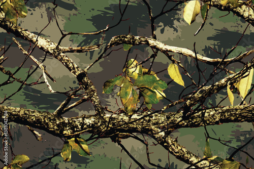 Hunting camouflage. Camouflage seamless pattern. Jungle texture. Forest background. Camouflage background. Digital camo. Vector camouflage pattern. Woodland camo. Abstract background