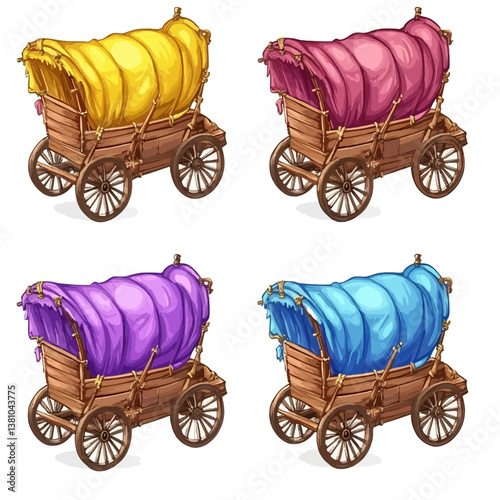 Set wooden wagon 