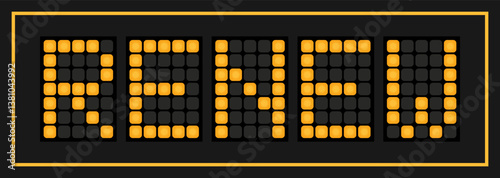 Orange color led banner in word renew on black background