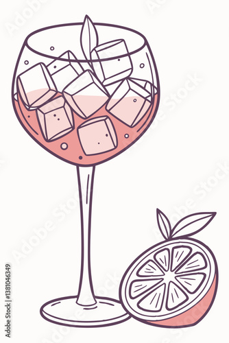A refreshing summer drink in a tall glass with vibrant citrus slices, ice cubes, and a straw, set against a pastel background. Perfect for warm weather, tropical themes, and beverage concepts.
