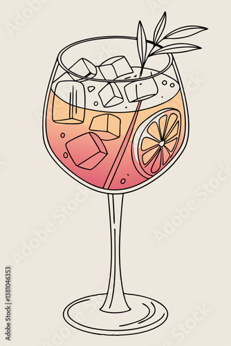 A refreshing summer drink in a tall glass with vibrant citrus slices, ice cubes, and a straw, set against a pastel background. Perfect for warm weather, tropical themes, and beverage concepts.