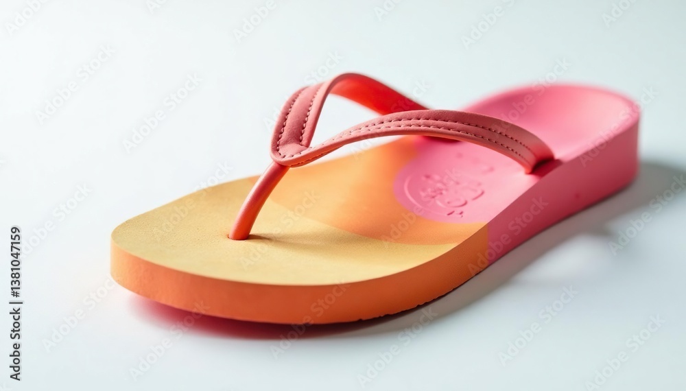 Close-up of a flip-flop, sole facing up, on white, sole, flip flop, texture Close-up of a flip-flop, sole facing up, on white, sole, flip flop, texture
