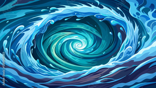 ocean whirlpool swirling with deep blue currents