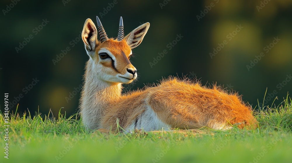 Fototapeta premium Majestic Springbok Resting in Golden Hour Light