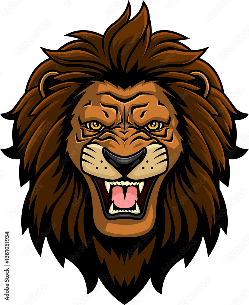 Obraz premium Roaring Lion Head Mascot Logo Style