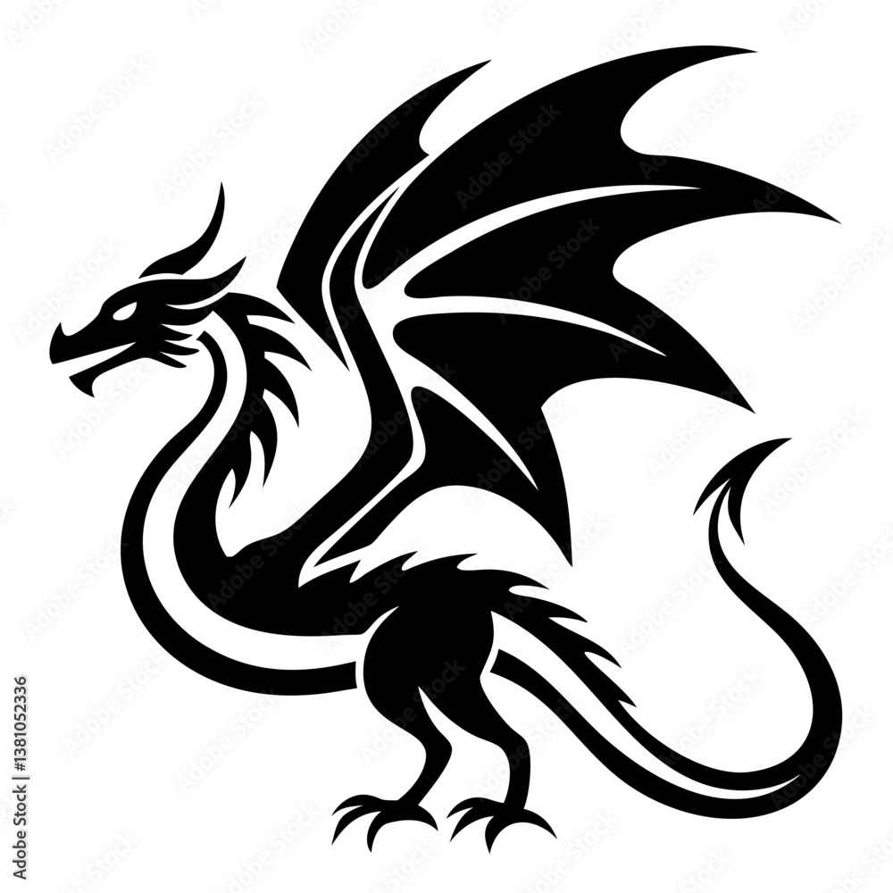 Fototapeta premium Majestic Dragon Silhouette Vector Art 