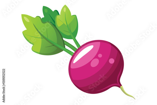 Vector cartoon illustration of a beet isolated on white background. Fresh and healthy food or vegetarian and vegan theme. Organic farm vegetables.