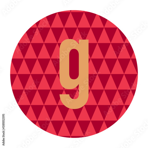 A bold lowercase “g” shines in gold against a crimson geometric backdrop, creating a sense of elegance and strength. Encased in warm golden hues, it symbolizes grandeur and sophistication.