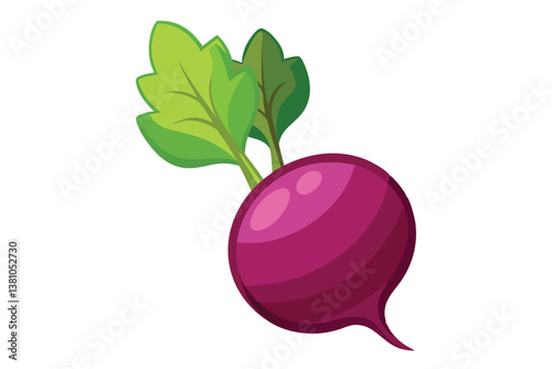 Vector cartoon illustration of a beet isolated on white background. Fresh and healthy food or vegetarian and vegan theme. Organic farm vegetables.