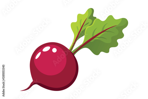Vector cartoon illustration of a beet isolated on white background. Fresh and healthy food or vegetarian and vegan theme. Organic farm vegetables.