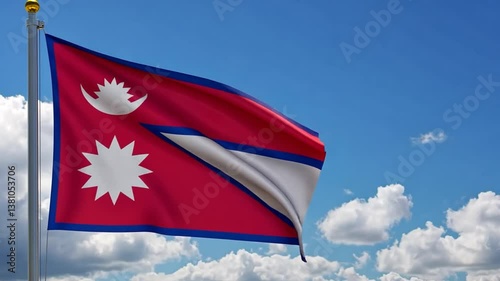The Majestic Nepali Flag Fluttering in the Sky