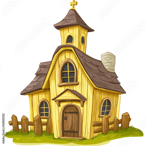 School building on white background 