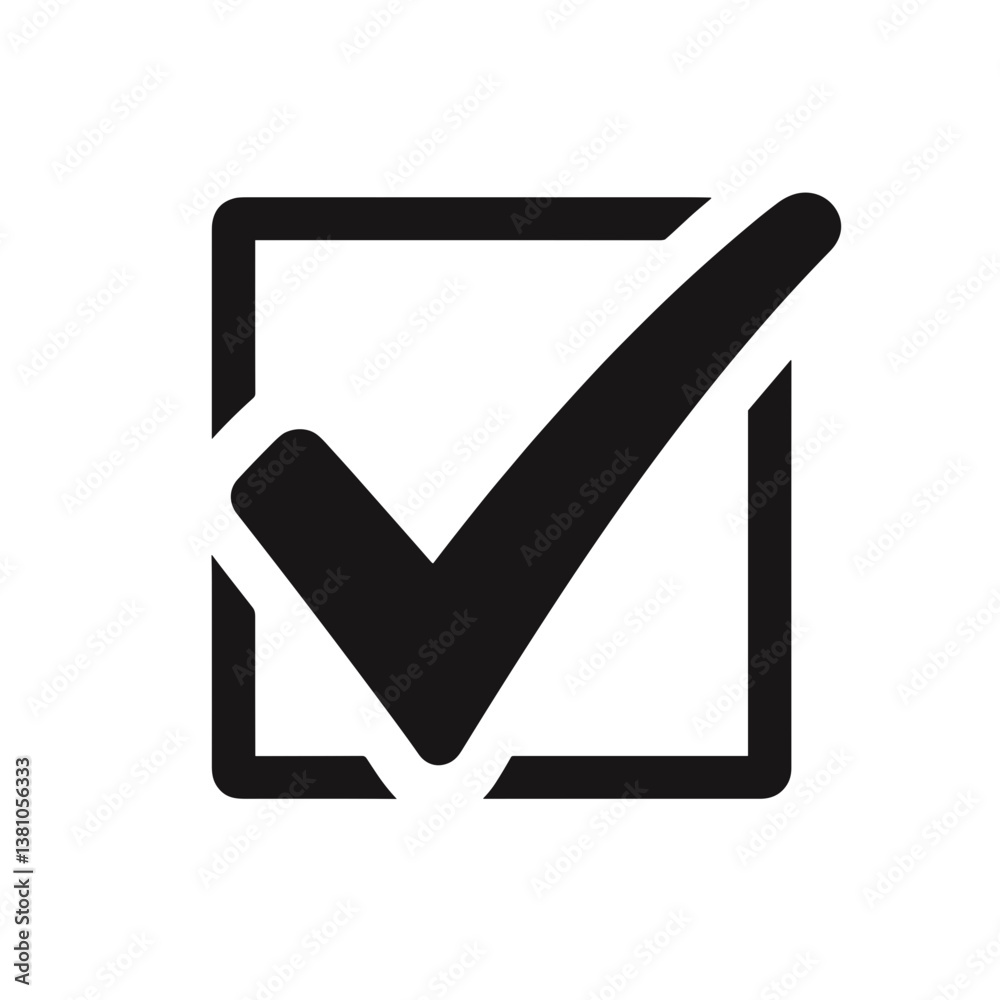 Checkmark in a Box Icon Representing Approval or Confirmation on a transparent background Checkmark in a Box Icon Representing Approval or Confirmation on a transparent background