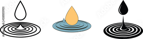 Falling Droplets Creating Concentric Ripples in Still Water