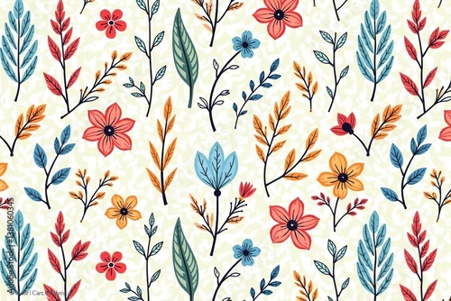 Repetitive botanical line art creating a delicate, flowing pattern ideal for interior projects , branch, botanical illustration