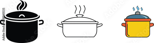 Cooking Pots Black, White, Yellow Cooking Pots with Lids and Steam