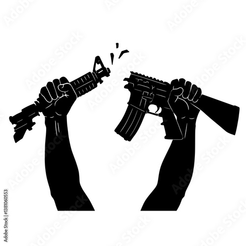 Broken Rifle Protest Silhouette Vector