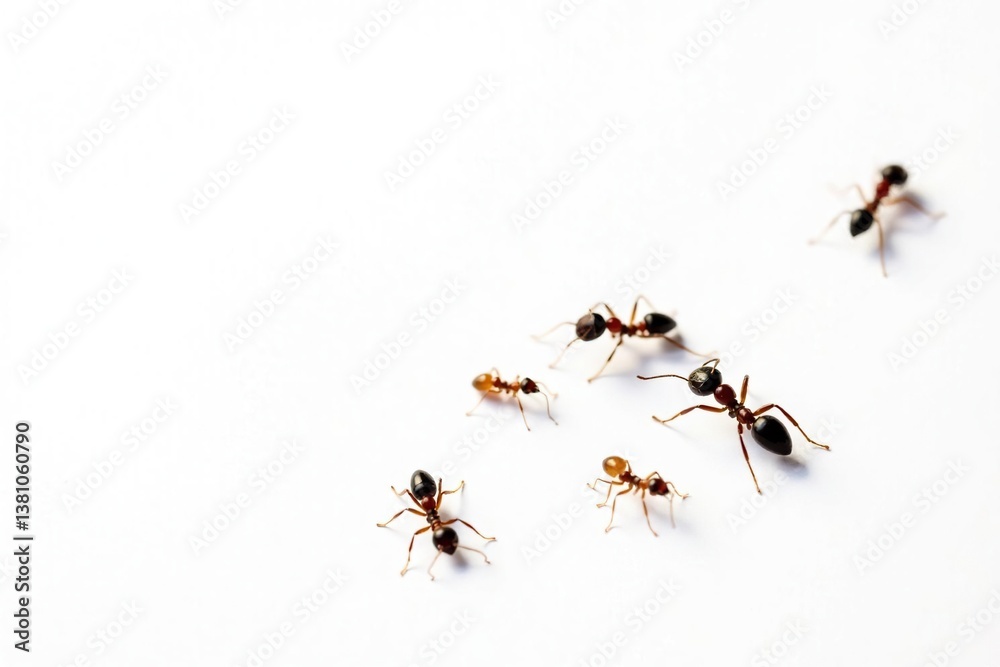 Several crawling ants isolated on plain white, white, invertebrate, detail Several crawling ants isolated on plain white, white, invertebrate, detail