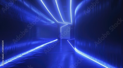 Graphics, flowing light, blue tone, c4D, minimalist, linear lighting effect