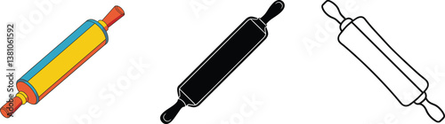 Colorful Rolling Pin Illustrations Bakery, Cooking, Pastry, Kitchen