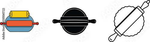 Rolling Pins, Dough, Baking, Pastry, Kitchen Utensils, Tools, Cooking, Illustration, Diagram, Prepar
