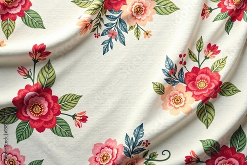 Subtle repeating floral motif on soft material, dress, design, material