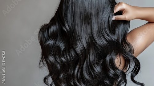 A captivating image focusing on the back of a woman with long, lustrous hair, celebrating beauty and femininity while emphasizing texture and movement in the hairstyle.