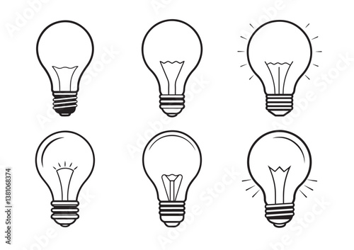 Bulb silhouette Vector Set
