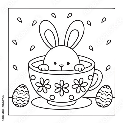 Easter, Easter Coloring Book, Easter Coloring Pages, Bold & Easy Coloring Page, Black & White Design, easter bunny coloring page, easter egg coloring page, easter collection easter Vector illustration