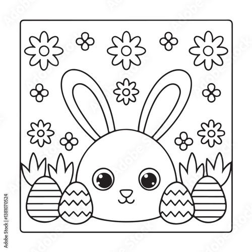 Easter, Easter Coloring Book, Easter Coloring Pages, Bold & Easy Coloring Page, Black & White Design, easter bunny coloring page, easter egg coloring page, easter collection easter Vector illustration