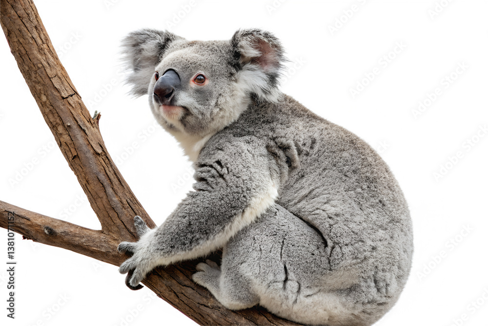 Naklejka premium Koala Bear Perched on a Tree Branch