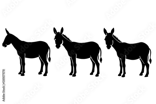 set of Donkey silhouette vector illustration